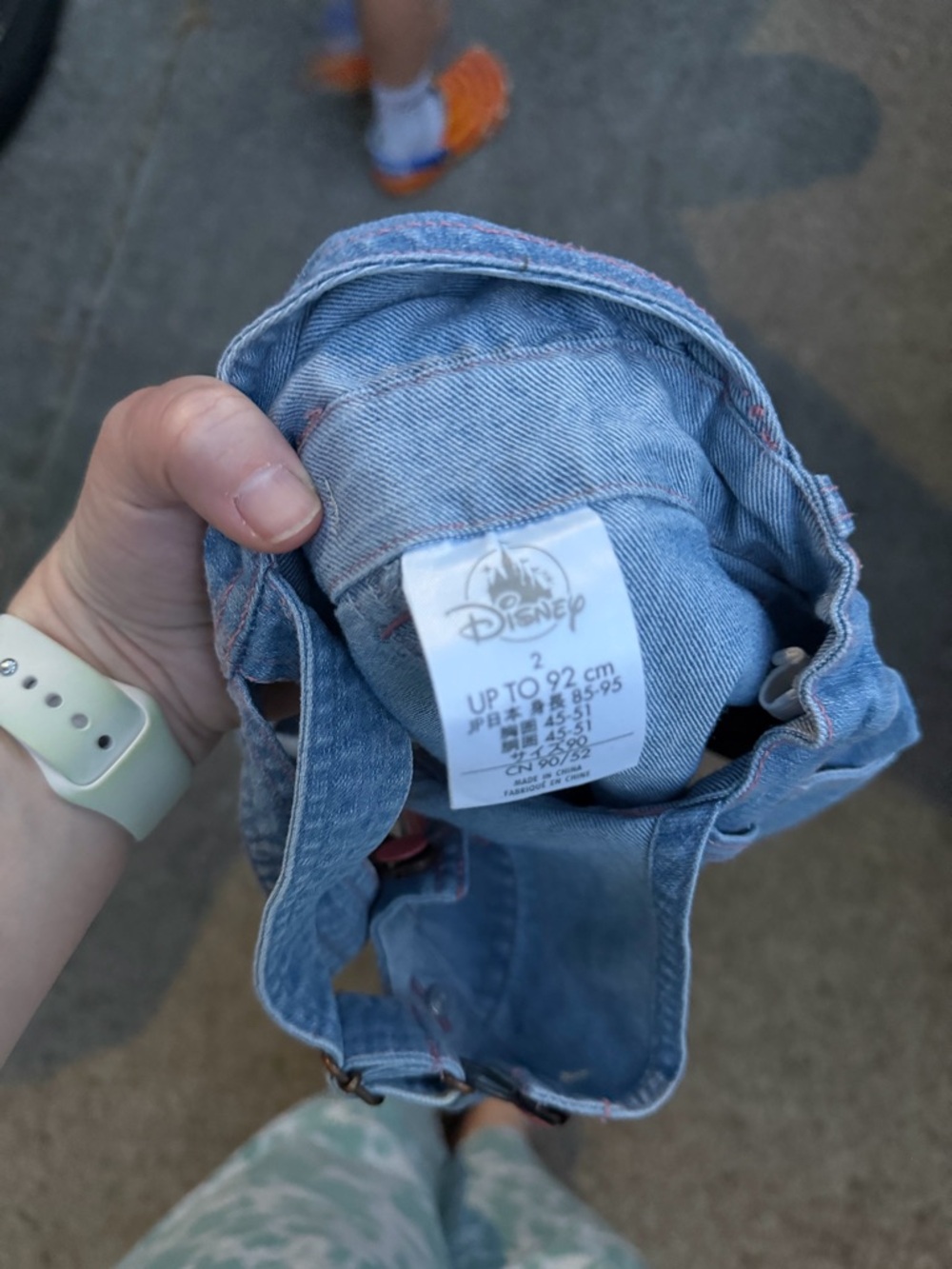 Disney Light Blue Denim Overall Dress with Pink Stitching - Picture 7 of 7